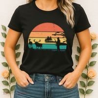 Deer Hunting Retro Sunset Nature Women's T-Shirt thumb 2