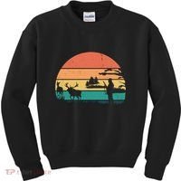 Deer Hunting Retro Sunset Nature Kids Sweatshirt thumb 0