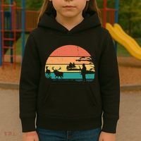 Deer Hunting Retro Sunset Nature Kids Hoodie thumb 3