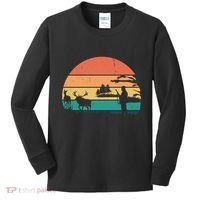 Deer Hunting Retro Sunset Nature Kids Long Sleeve Shirt thumb 0