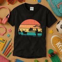 Deer Hunting Retro Sunset Nature Kids T-Shirt thumb 3