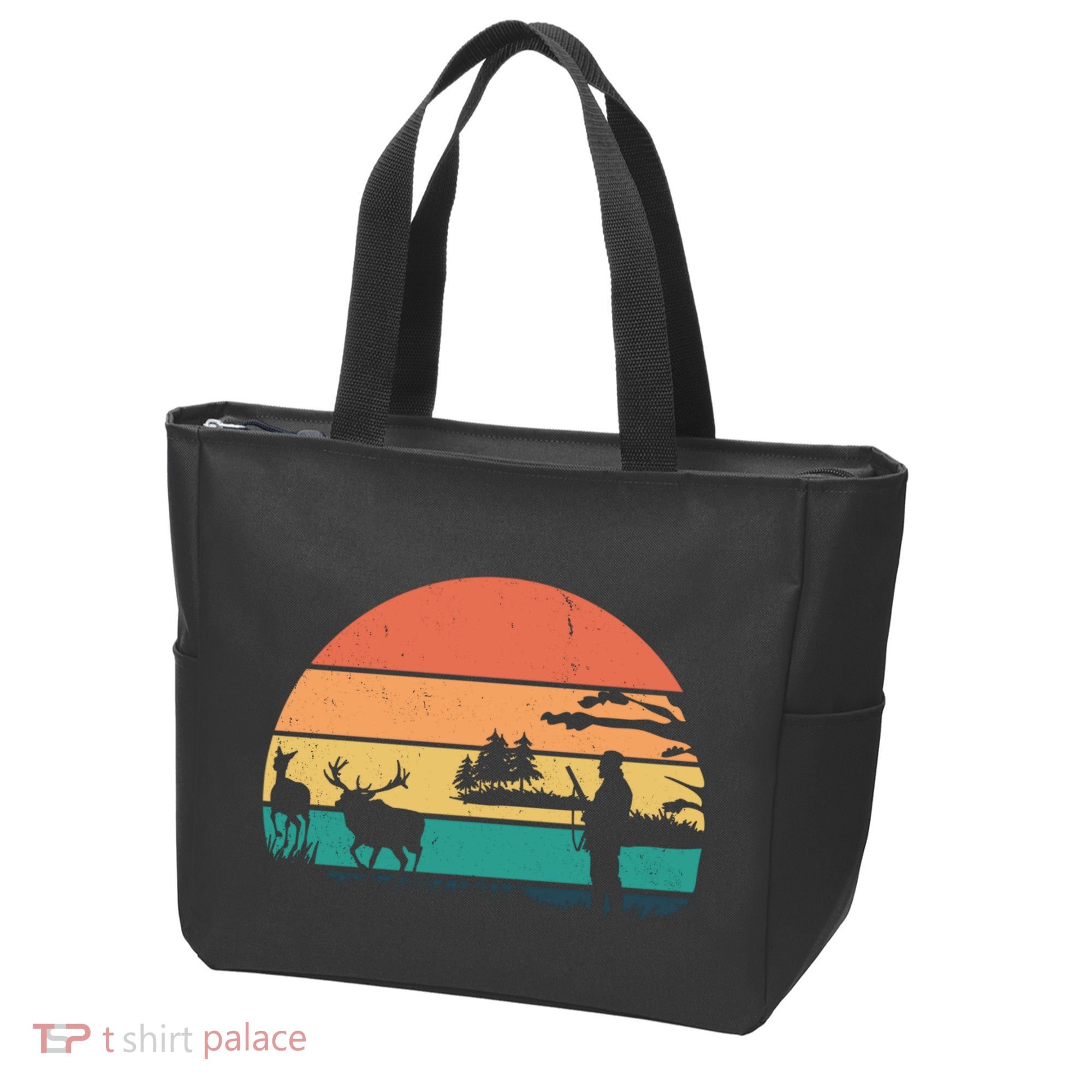 Deer Hunting Retro Sunset Nature Tote Bag