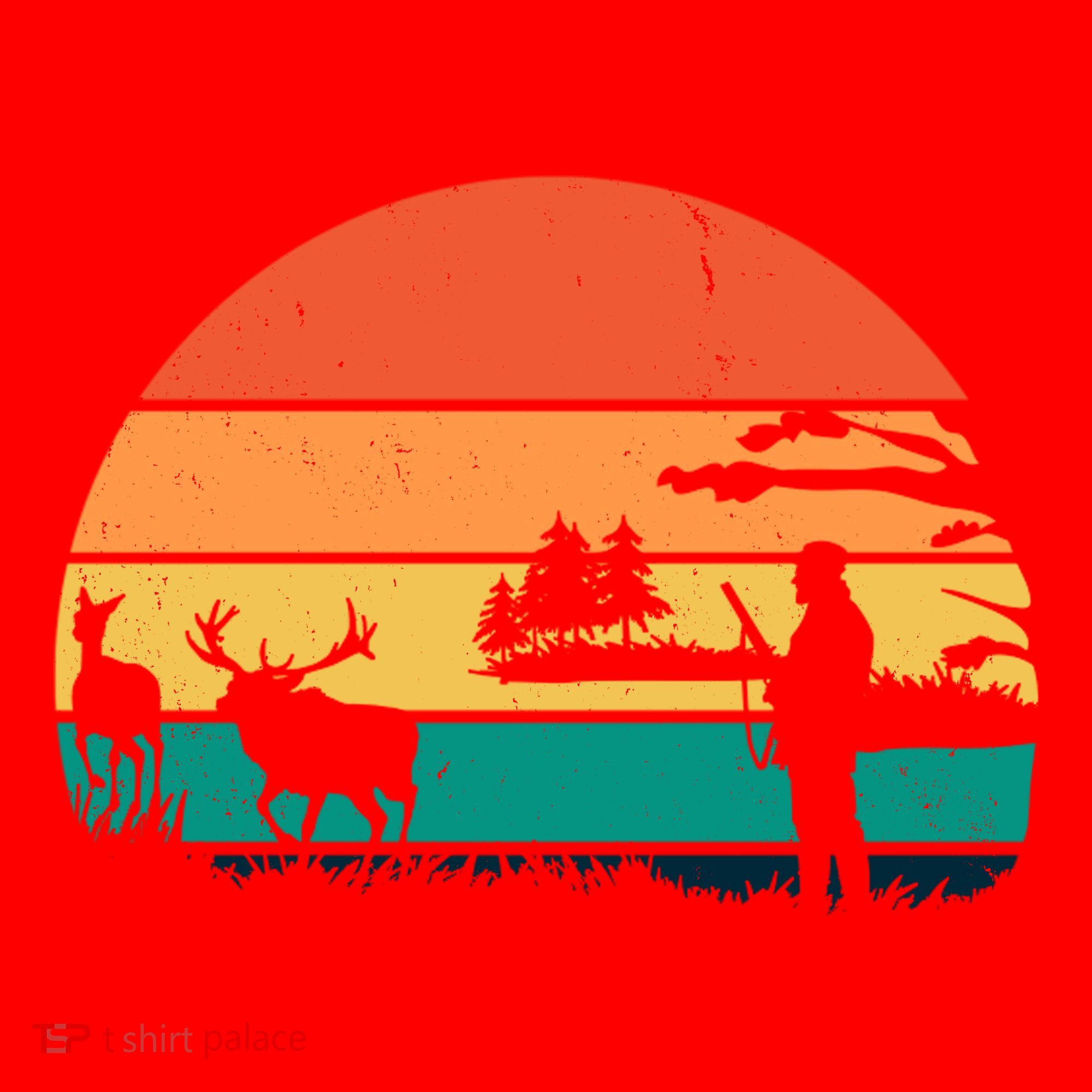 Deer Hunting Retro Sunset Nature Santa Hat