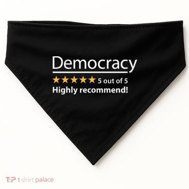 Democracy Highly Recommend Funny Five 5 Rating Stars USA-Made Doggie Bandana