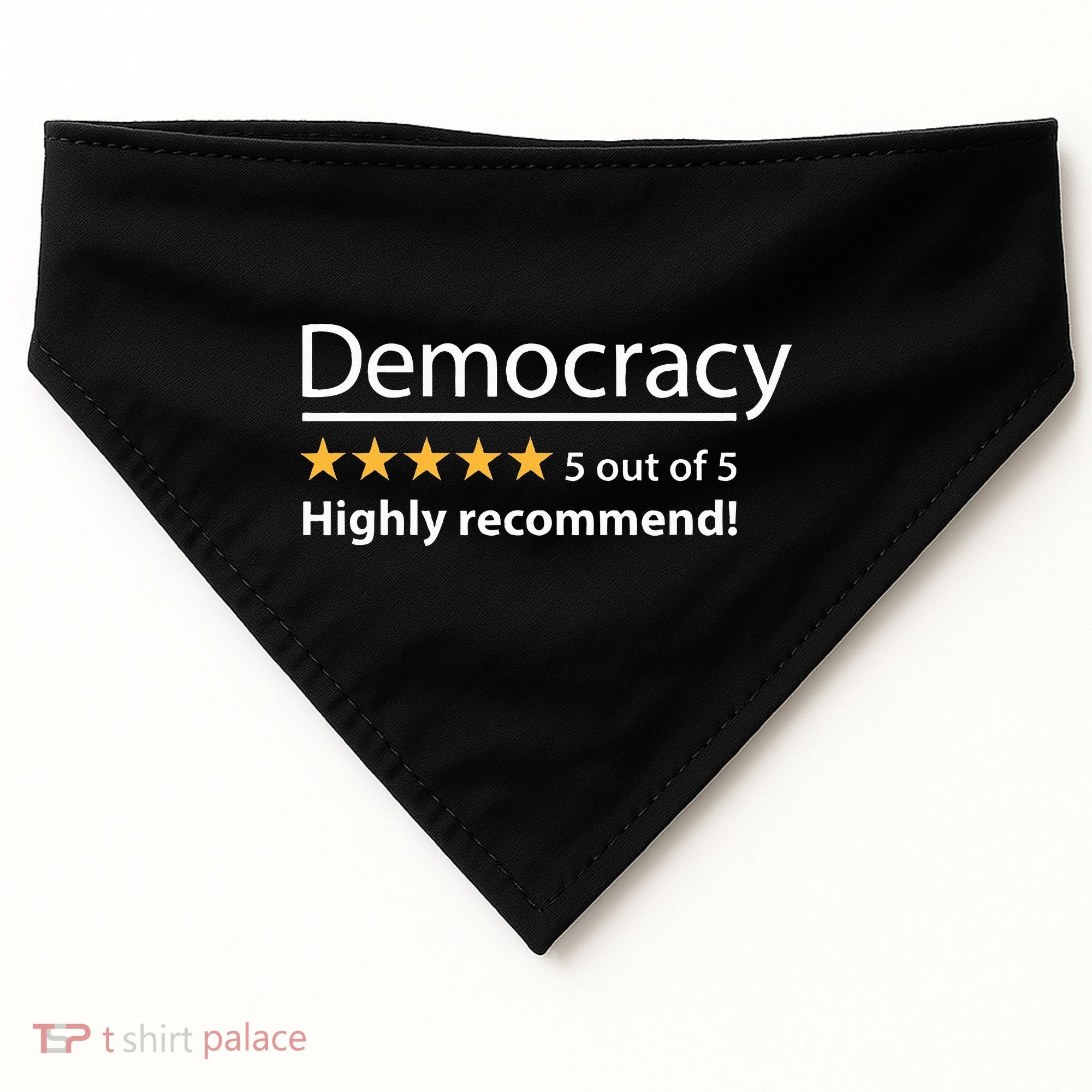 Democracy Highly Recommend Funny Five 5 Rating Stars USA-Made Doggie Bandana