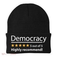 Democracy Highly Recommend Funny Five 5 Rating Stars Beanie thumb 0