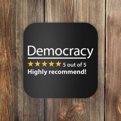 Democracy Highly Recommend Funny Five 5 Rating Stars Coaster