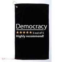 Democracy Highly Recommend Funny Five 5 Rating Stars Golf Towel thumb 0