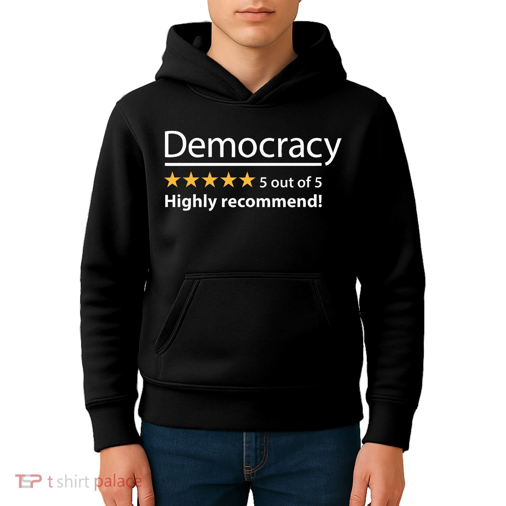 Democracy Highly Recommend Funny Five 5 Rating Stars Kids Hoodie