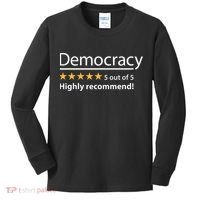 Democracy Highly Recommend Funny Five 5 Rating Stars Kids Long Sleeve Shirt thumb 0