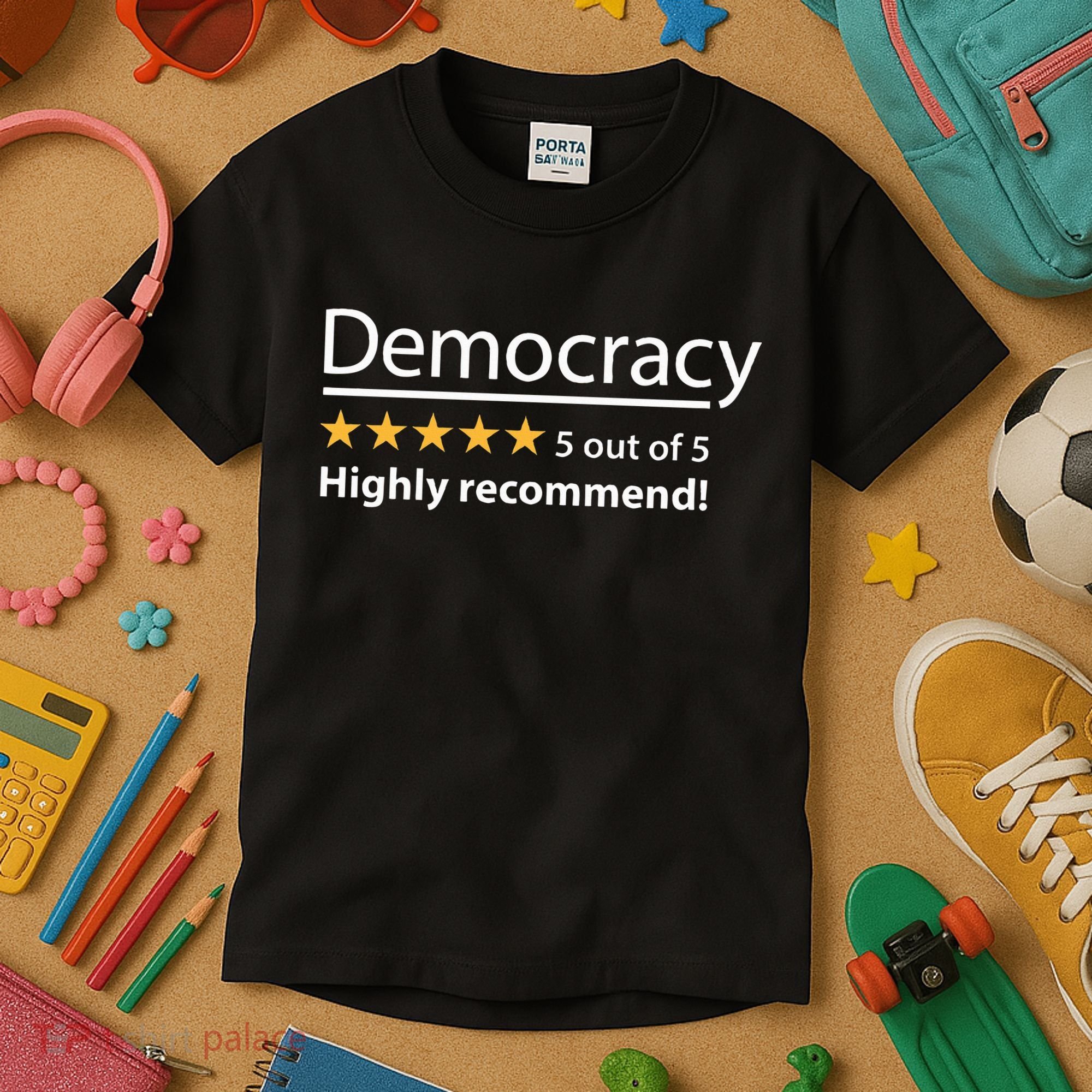 Democracy Highly Recommend Funny Five 5 Rating Stars Kids T-Shirt