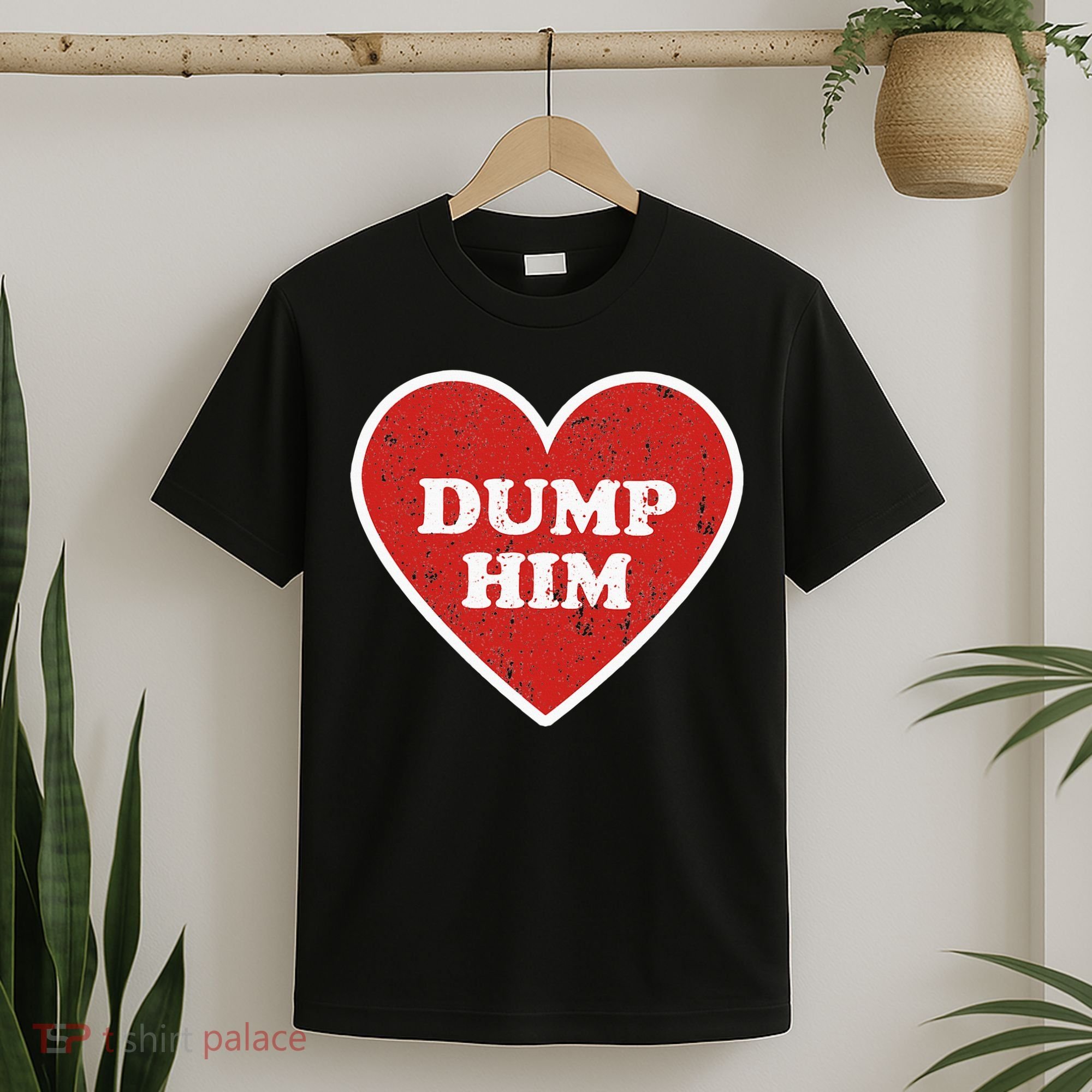 Dump Him Retro Vintage Distressed Heart Valentines Day T-Shirt