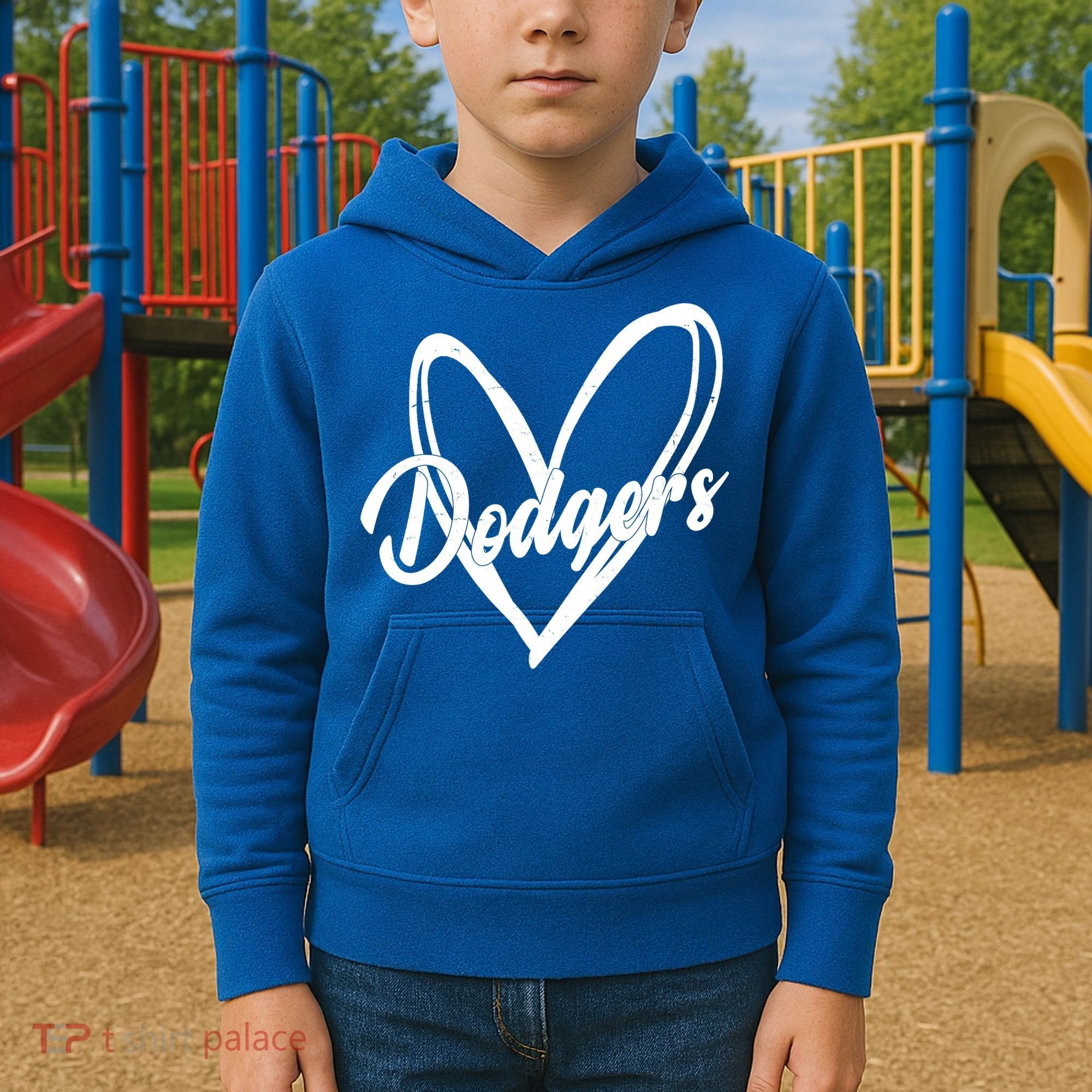 Dodgers Heart Sport Lover Fan Kids Hoodie