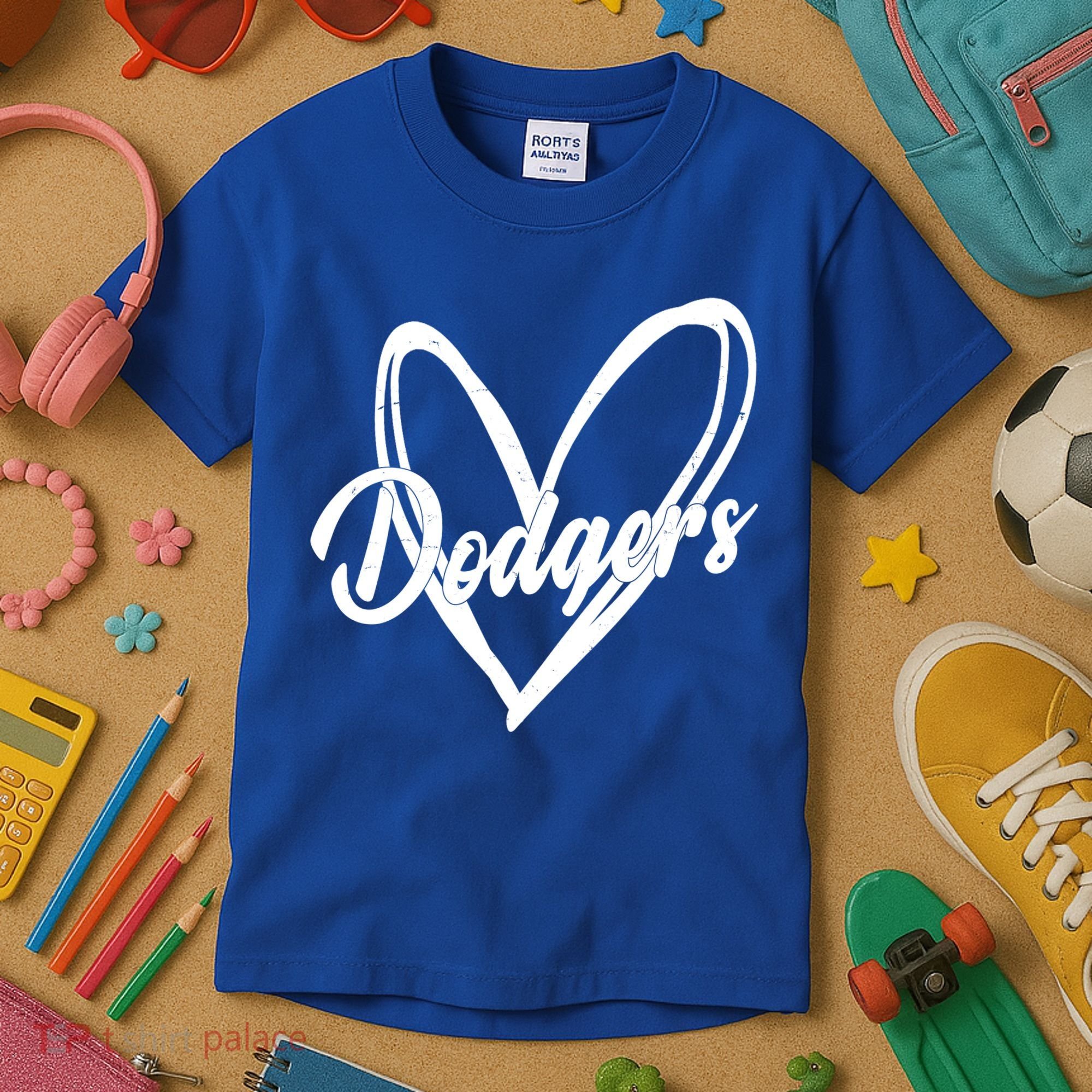 Dodgers Heart Sport Lover Fan Kids T-Shirt