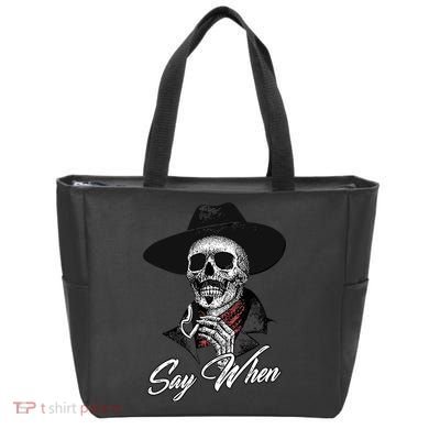 Doc Holiday Say When Skull Tote Bag