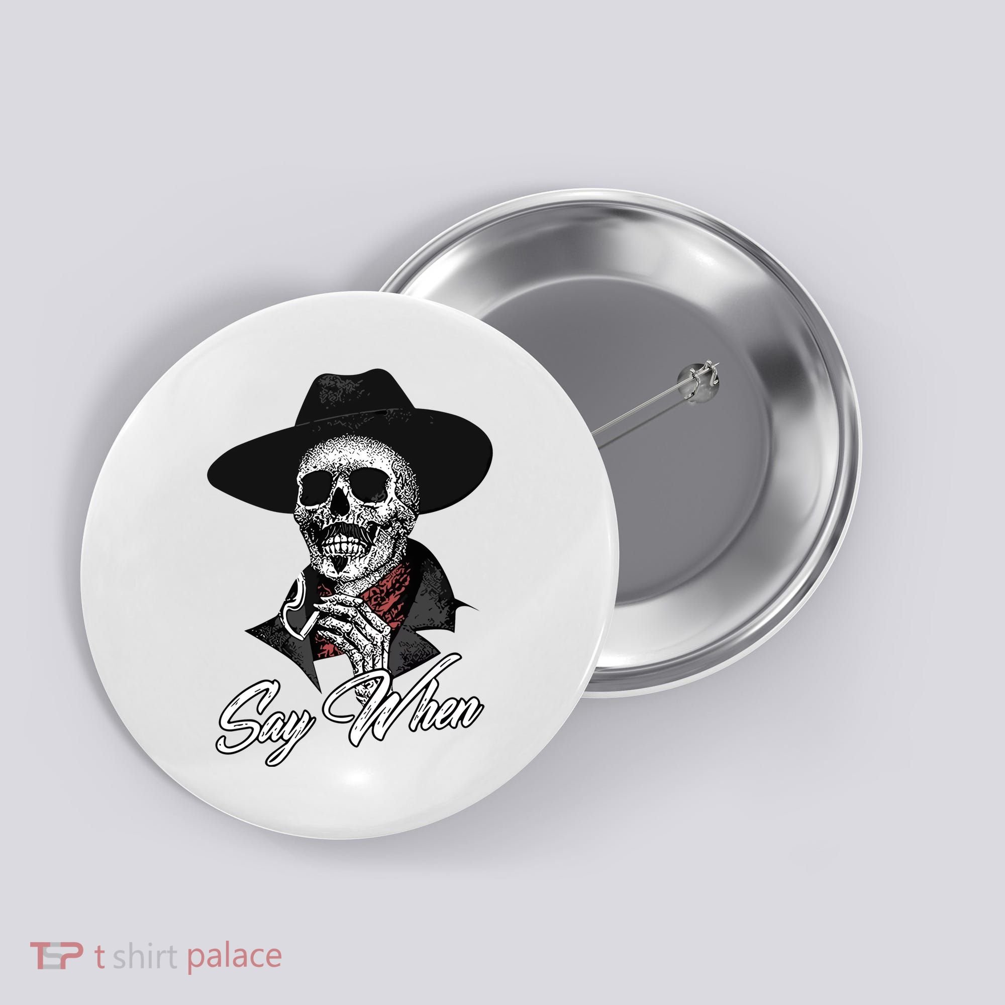 Doc Holiday Say When Skull Button