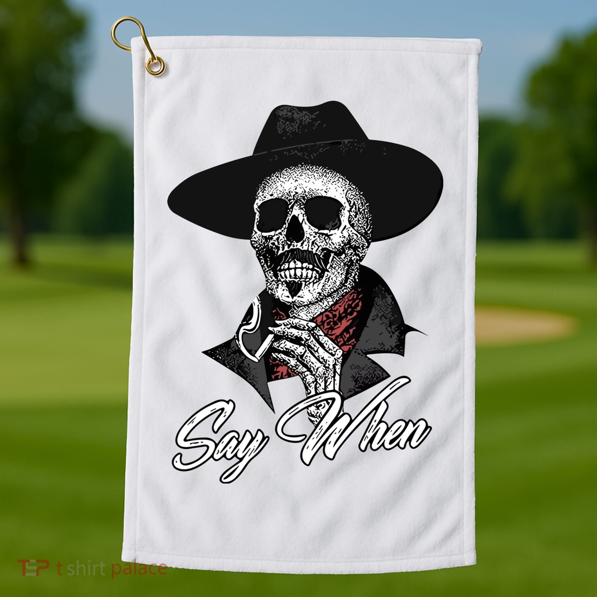 Doc Holiday Say When Skull Golf Towel