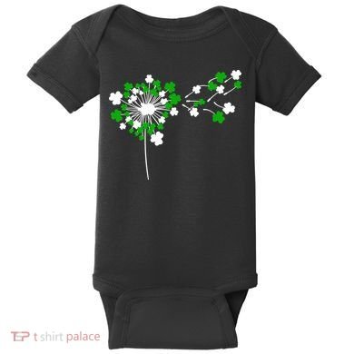 Dandelion Happy St Patricks Day Irish Lucky Clover Shamrock Baby Bodysuit