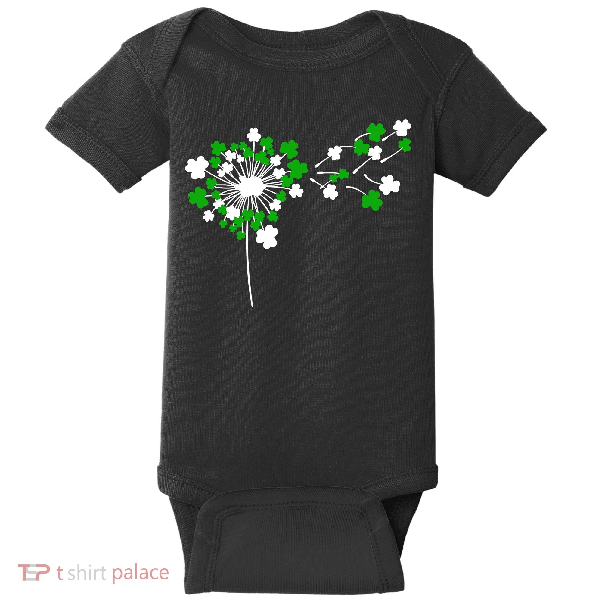 Dandelion Happy St Patricks Day Irish Lucky Clover Shamrock Baby Bodysuit