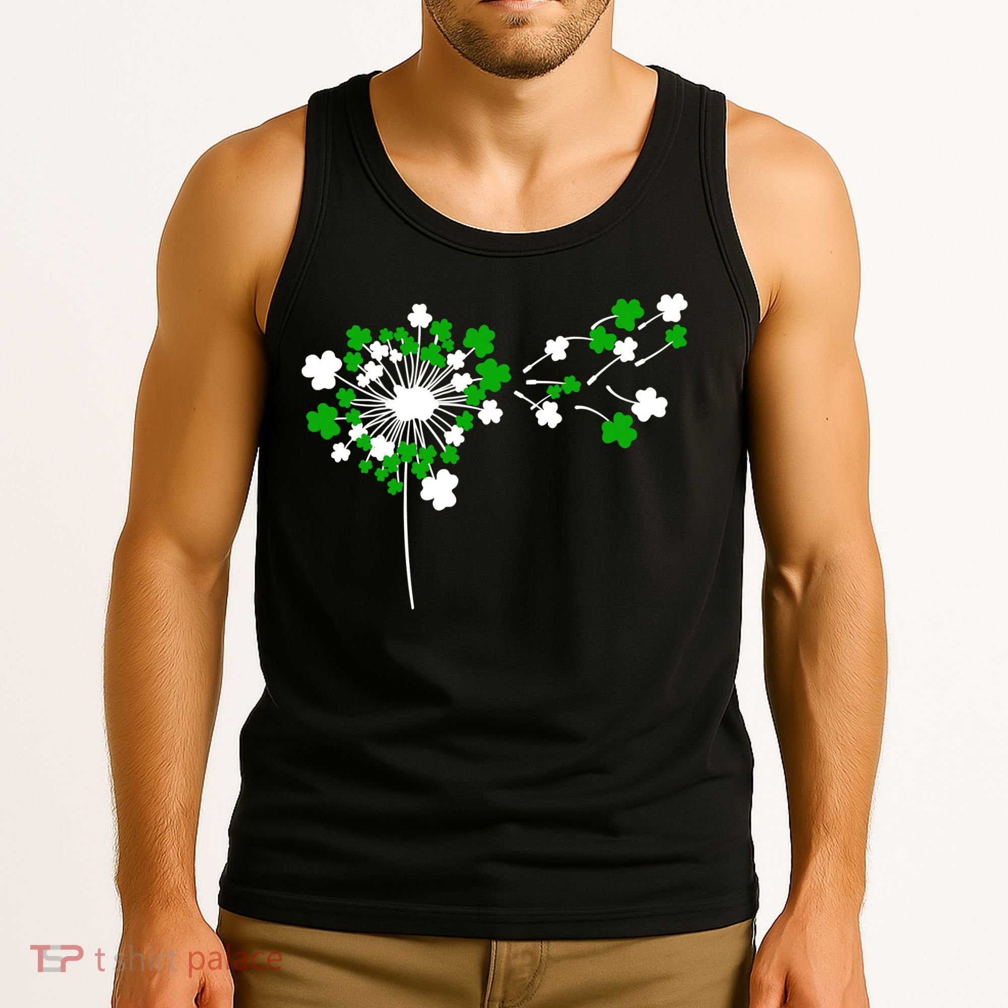 Dandelion Happy St Patricks Day Irish Lucky Clover Shamrock Tank Top