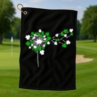 Dandelion Happy St Patricks Day Irish Lucky Clover Shamrock Golf Towel thumb 1