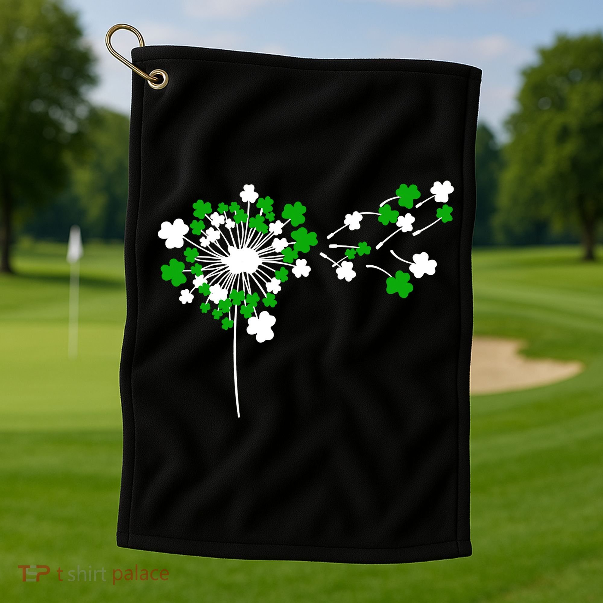 Dandelion Happy St Patricks Day Irish Lucky Clover Shamrock Golf Towel