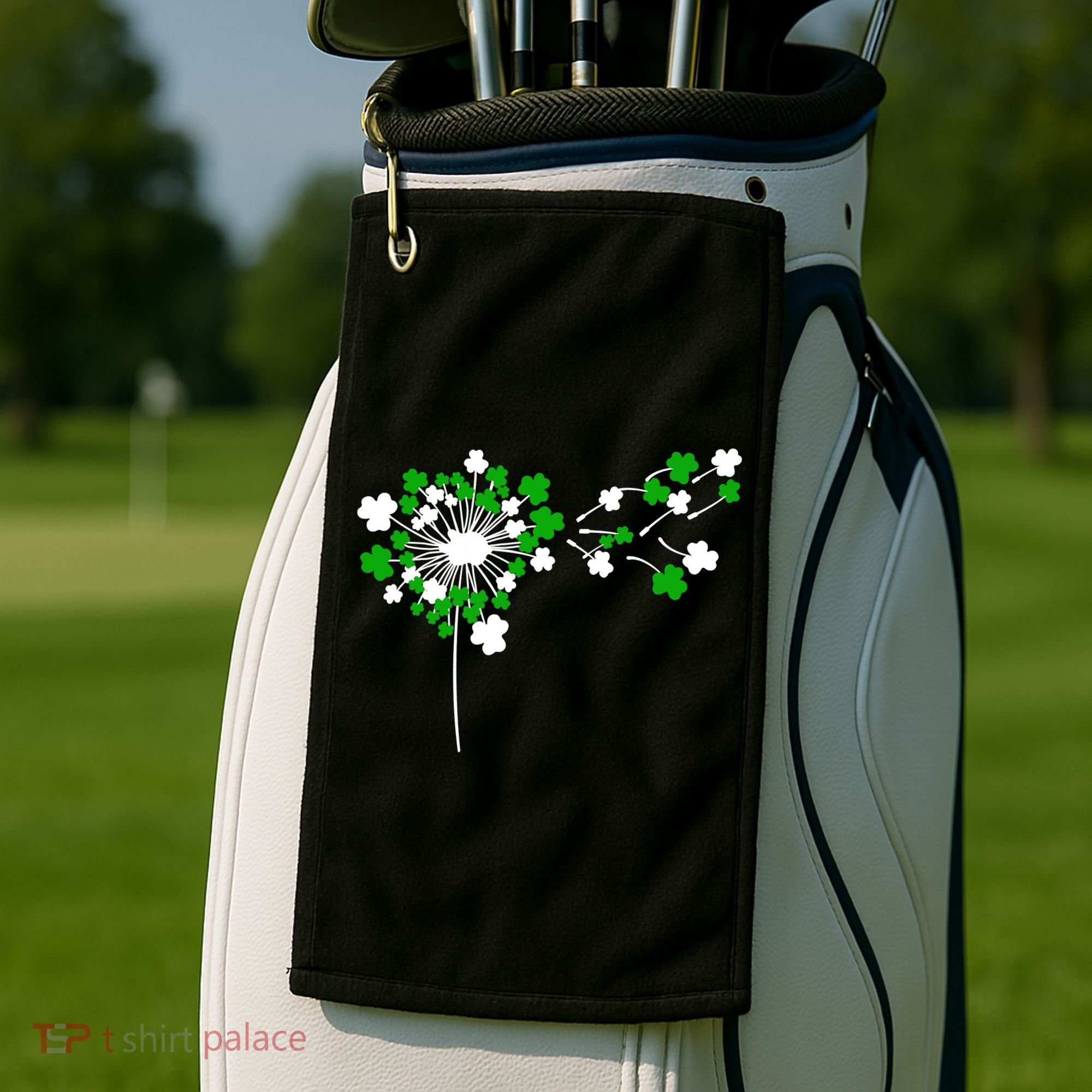 Dandelion Happy St Patricks Day Irish Lucky Clover Shamrock Golf Towel