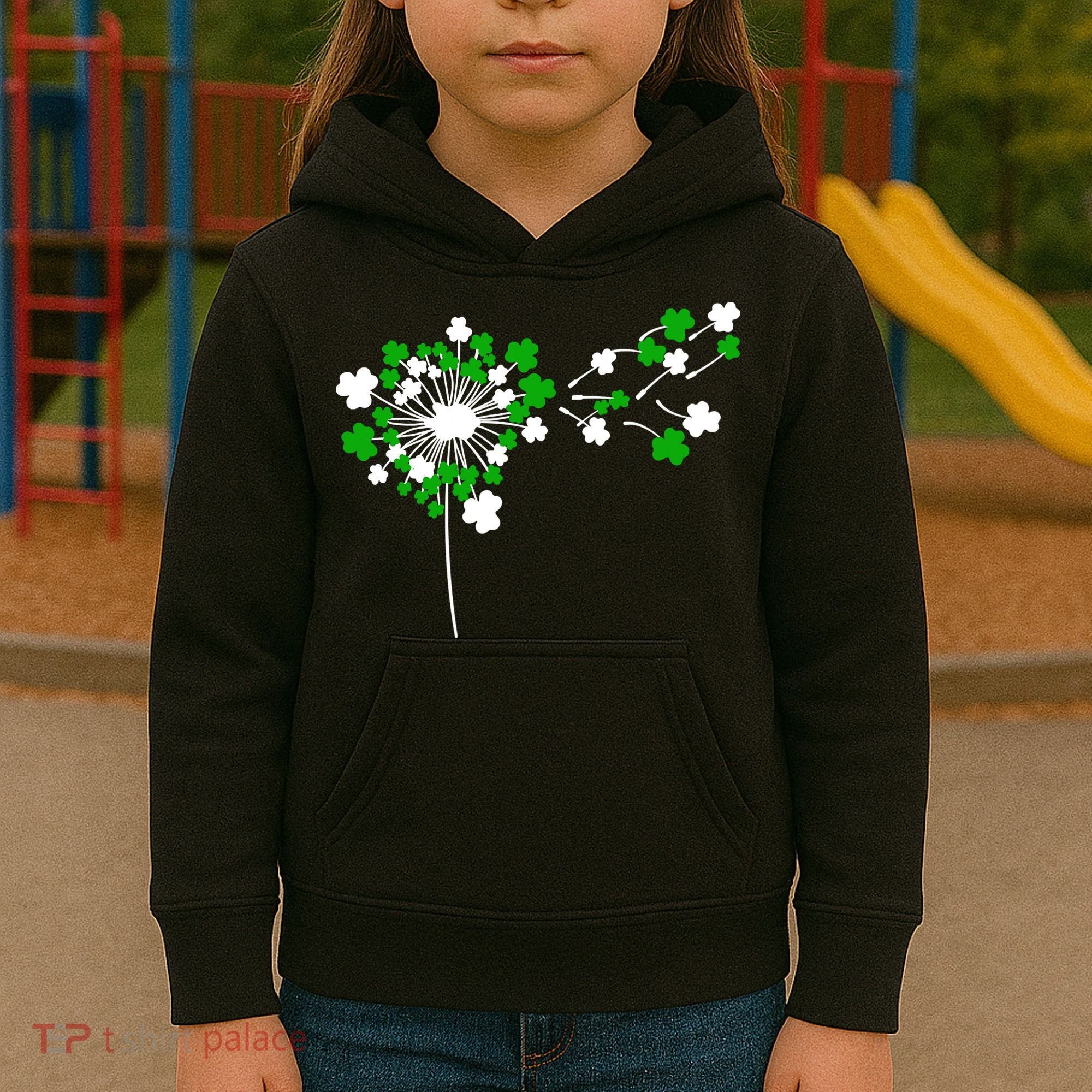 Dandelion Happy St Patricks Day Irish Lucky Clover Shamrock Kids Hoodie