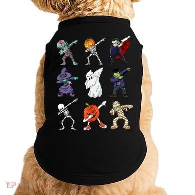 Dabbing Halloween Skeleton Zombie Scary Pumpkin Mummy Doggie Tank