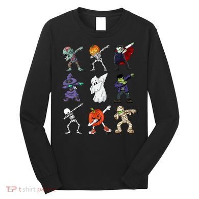 Dabbing Halloween Skeleton Zombie Scary Pumpkin Mummy Long Sleeve Shirt