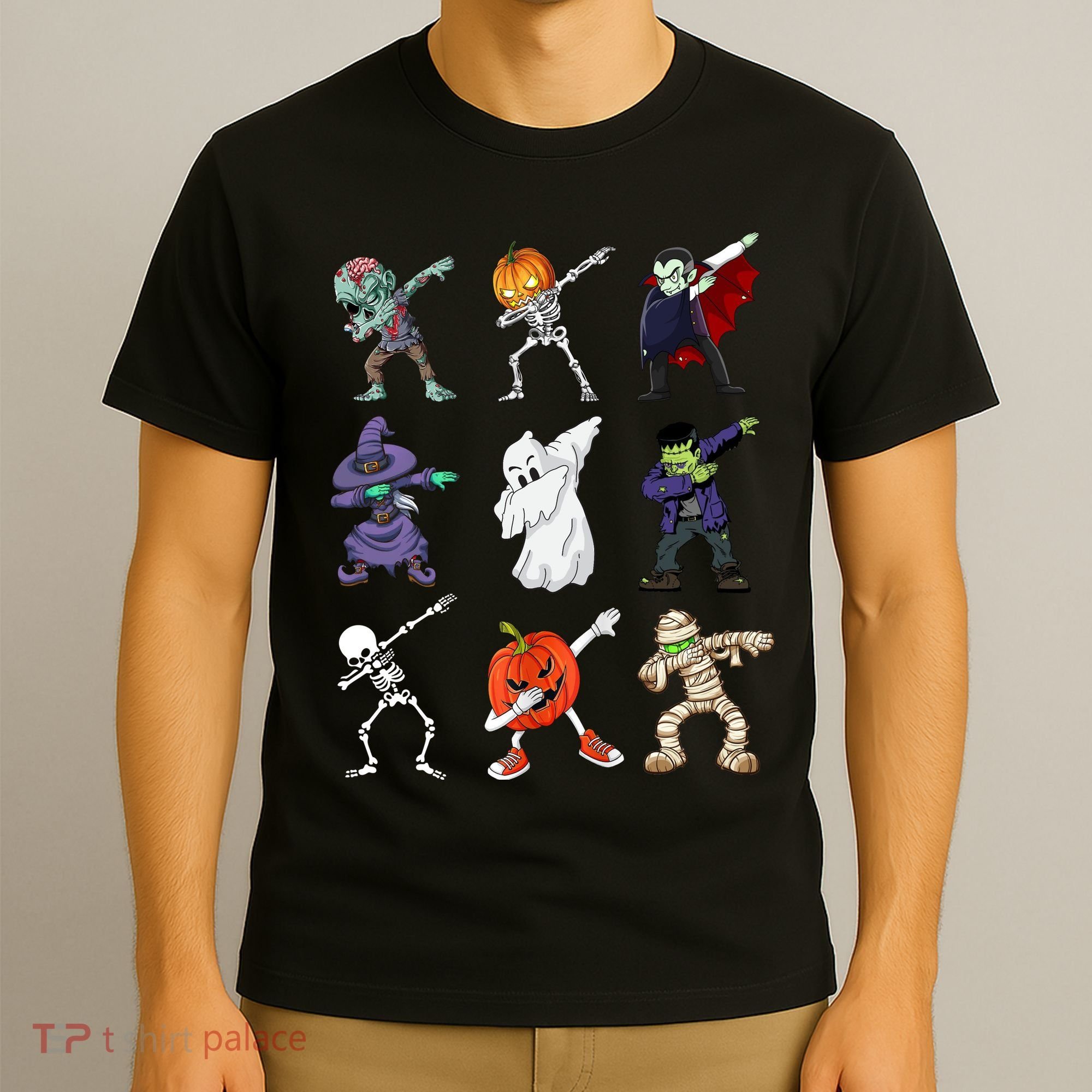 Dabbing Halloween Skeleton Zombie Scary Pumpkin Mummy T-Shirt
