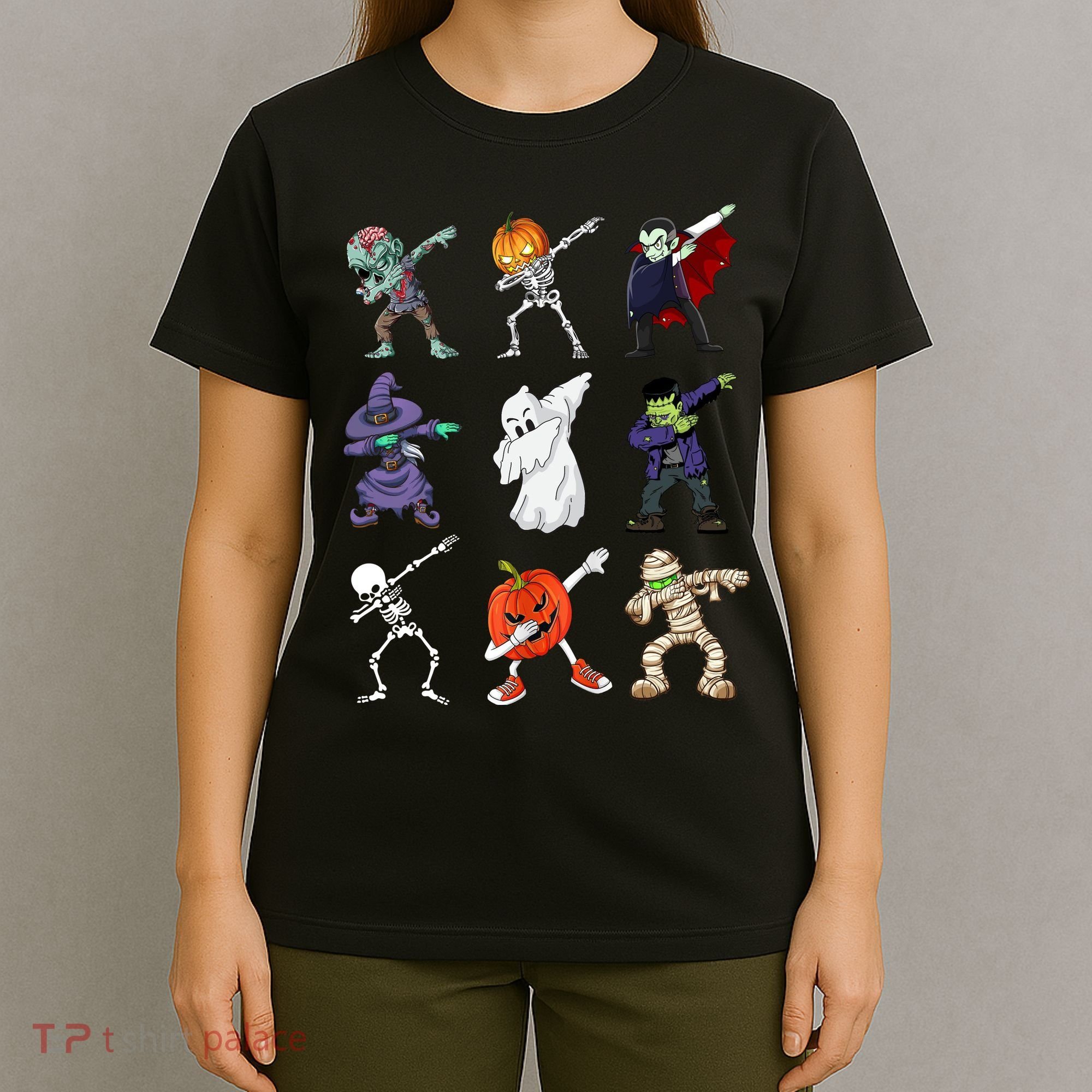 Dabbing Halloween Skeleton Zombie Scary Pumpkin Mummy T-Shirt