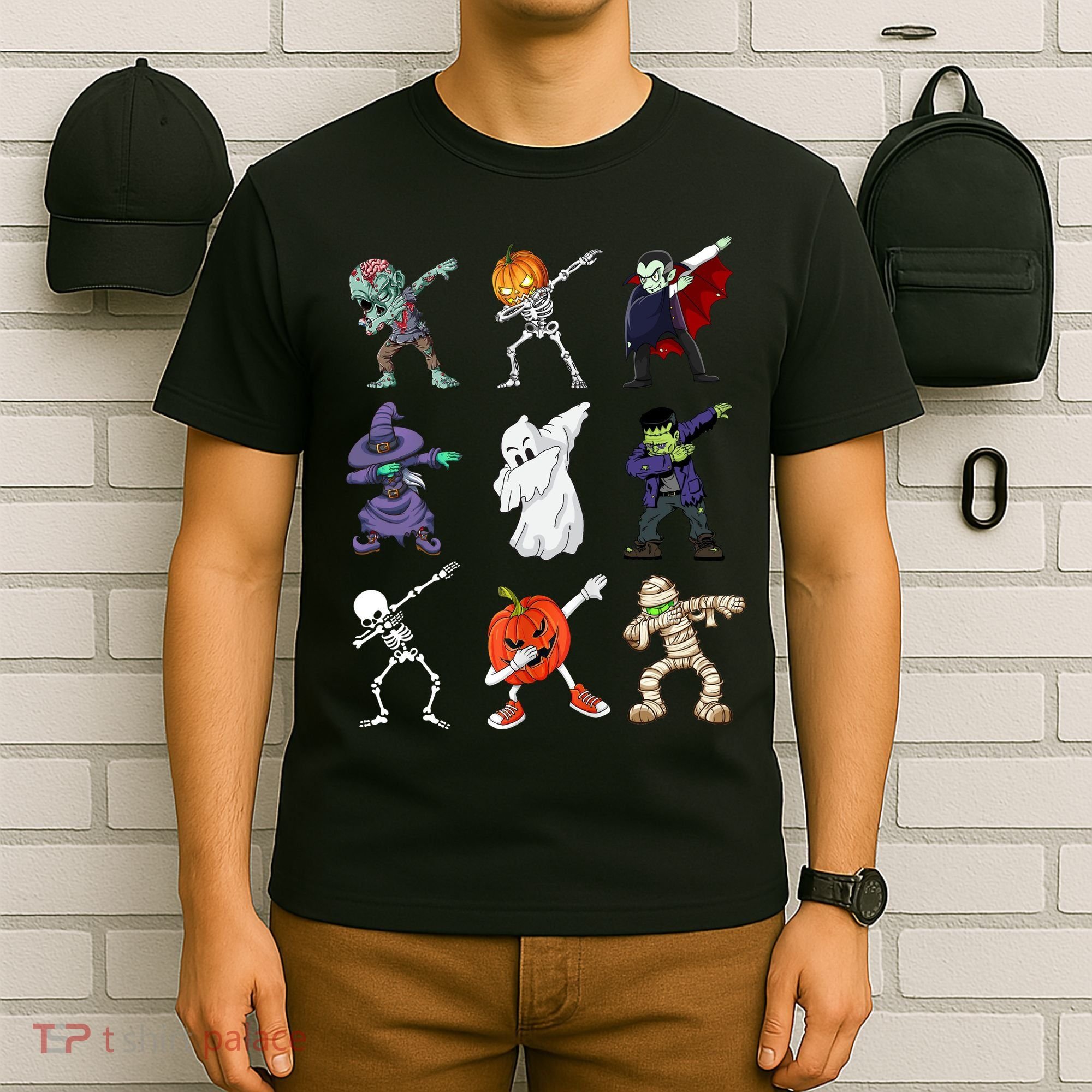 Dabbing Halloween Skeleton Zombie Scary Pumpkin Mummy T-Shirt