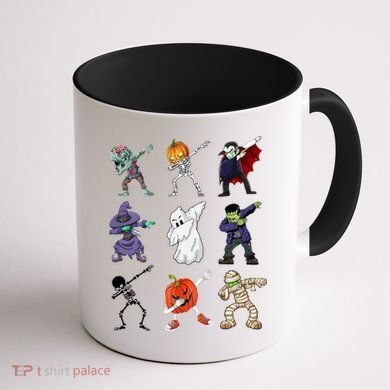 Dabbing Halloween Skeleton Zombie Scary Pumpkin Mummy Coffee Mug back