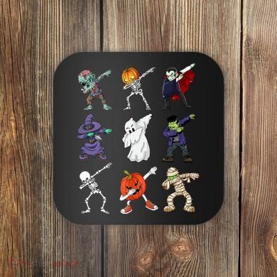 Dabbing Halloween Skeleton Zombie Scary Pumpkin Mummy Coaster