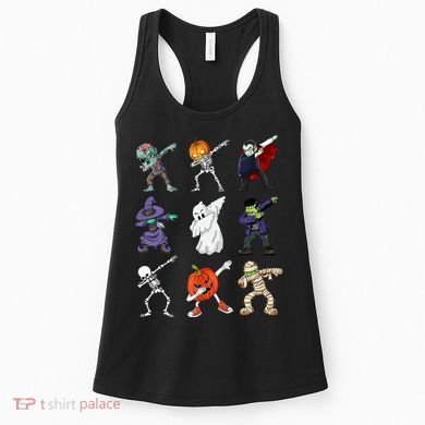 Dabbing Halloween Skeleton Zombie Scary Pumpkin Mummy Women's Tank Top