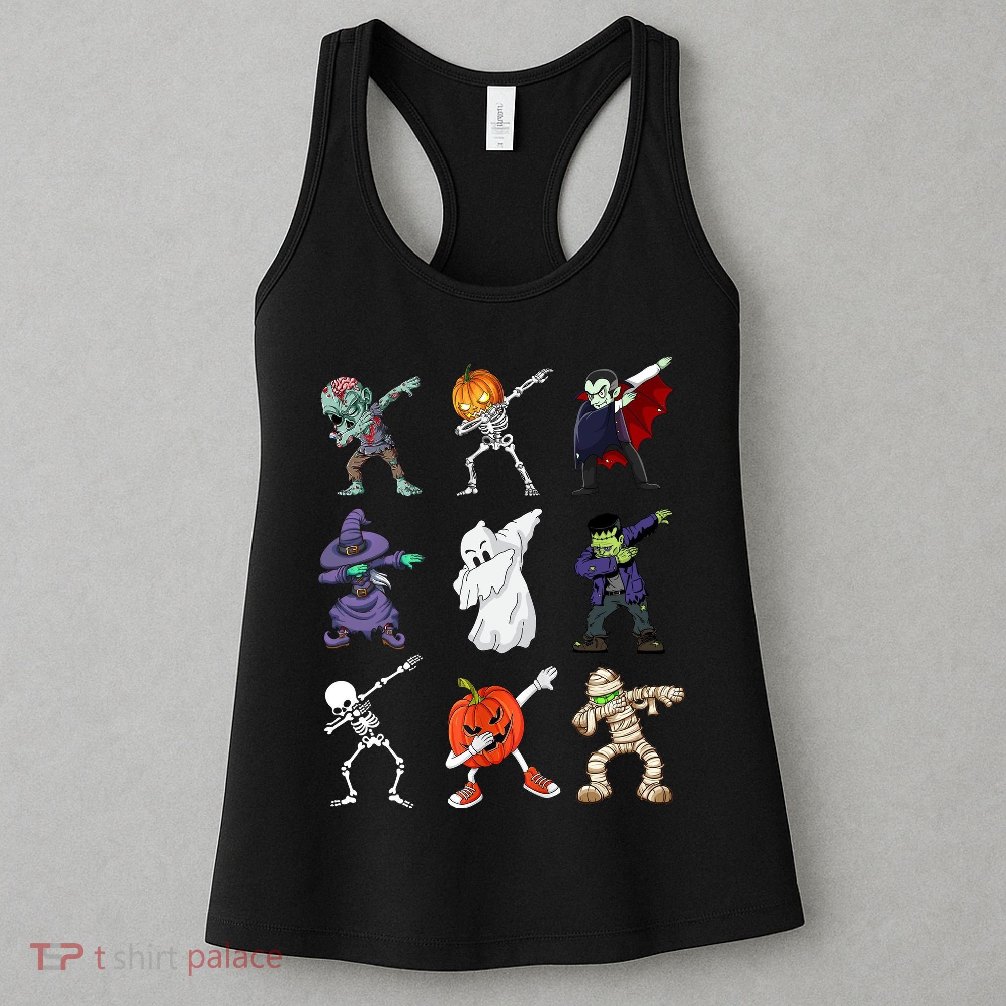 Dabbing Halloween Skeleton Zombie Scary Pumpkin Mummy Women's Tank Top