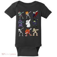 Dabbing Halloween Skeleton Zombie Scary Pumpkin Mummy Baby Bodysuit thumb 0