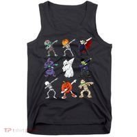 Dabbing Halloween Skeleton Zombie Scary Pumpkin Mummy Tank Top thumb 0