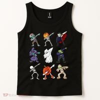 Dabbing Halloween Skeleton Zombie Scary Pumpkin Mummy Tank Top thumb 2