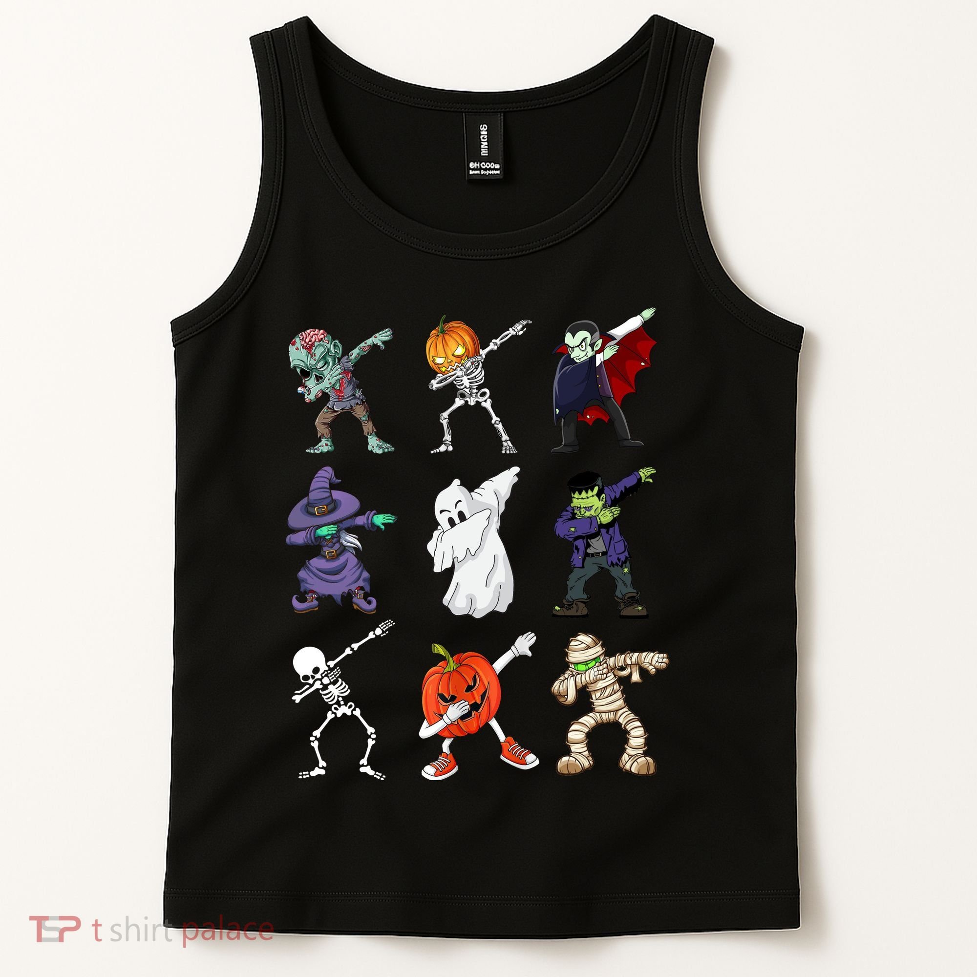 Dabbing Halloween Skeleton Zombie Scary Pumpkin Mummy Tank Top