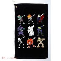 Dabbing Halloween Skeleton Zombie Scary Pumpkin Mummy Golf Towel thumb 0