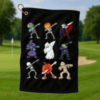 Dabbing Halloween Skeleton Zombie Scary Pumpkin Mummy Golf Towel thumb 1