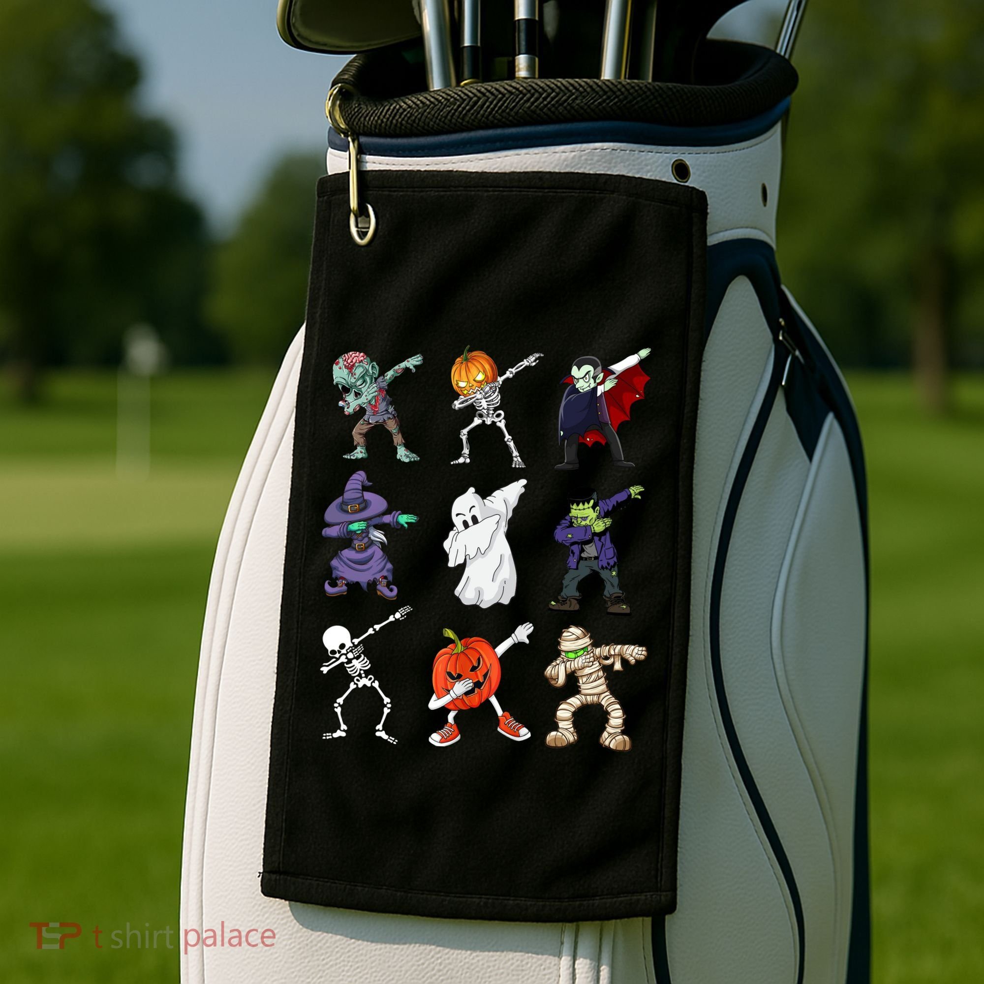 Dabbing Halloween Skeleton Zombie Scary Pumpkin Mummy Golf Towel