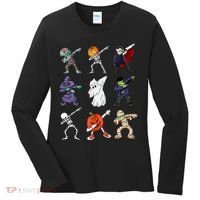 Dabbing Halloween Skeleton Zombie Scary Pumpkin Mummy Women's Long Sleeve Shirt thumb 0