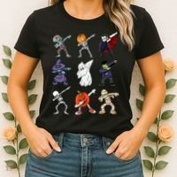 Dabbing Halloween Skeleton Zombie Scary Pumpkin Mummy Women's T-Shirt thumb 2