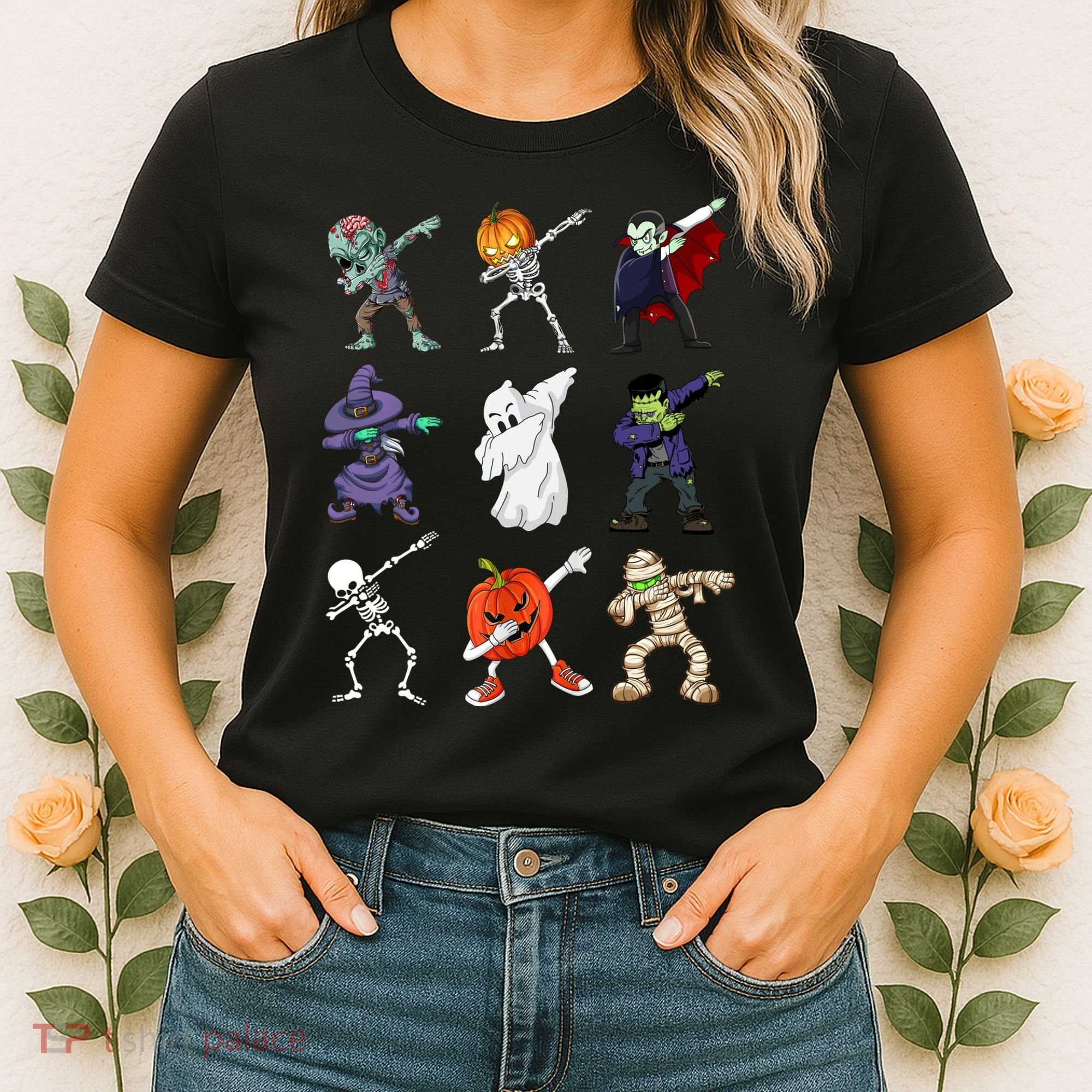 Dabbing Halloween Skeleton Zombie Scary Pumpkin Mummy Women's T-Shirt