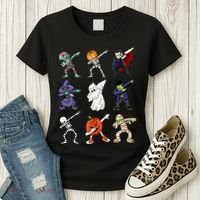 Dabbing Halloween Skeleton Zombie Scary Pumpkin Mummy Women's T-Shirt thumb 3