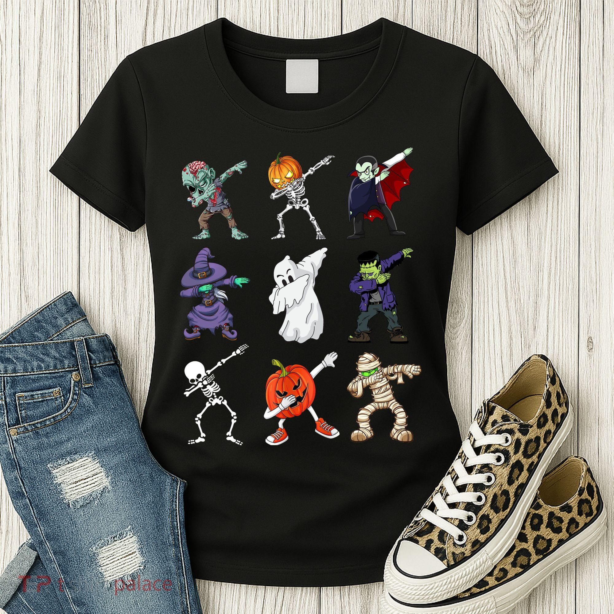 Dabbing Halloween Skeleton Zombie Scary Pumpkin Mummy Women's T-Shirt