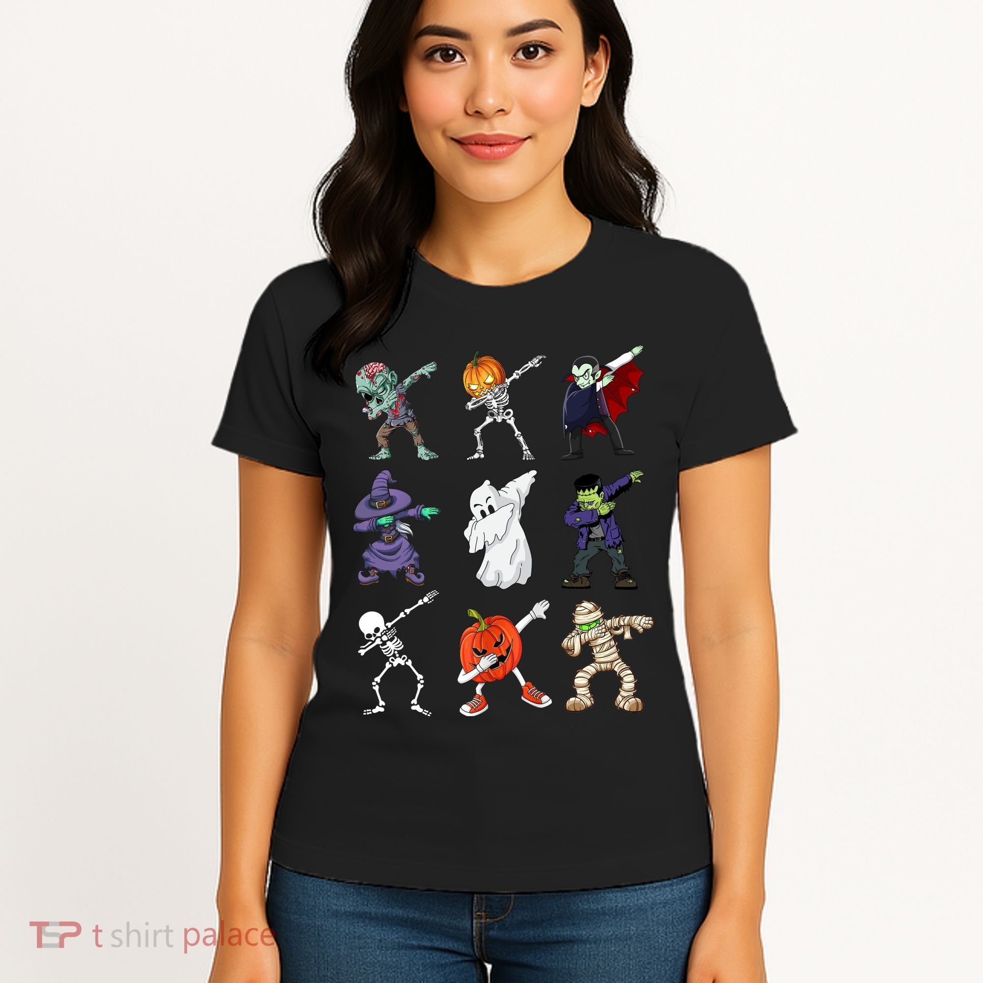 Dabbing Halloween Skeleton Zombie Scary Pumpkin Mummy Women's T-Shirt